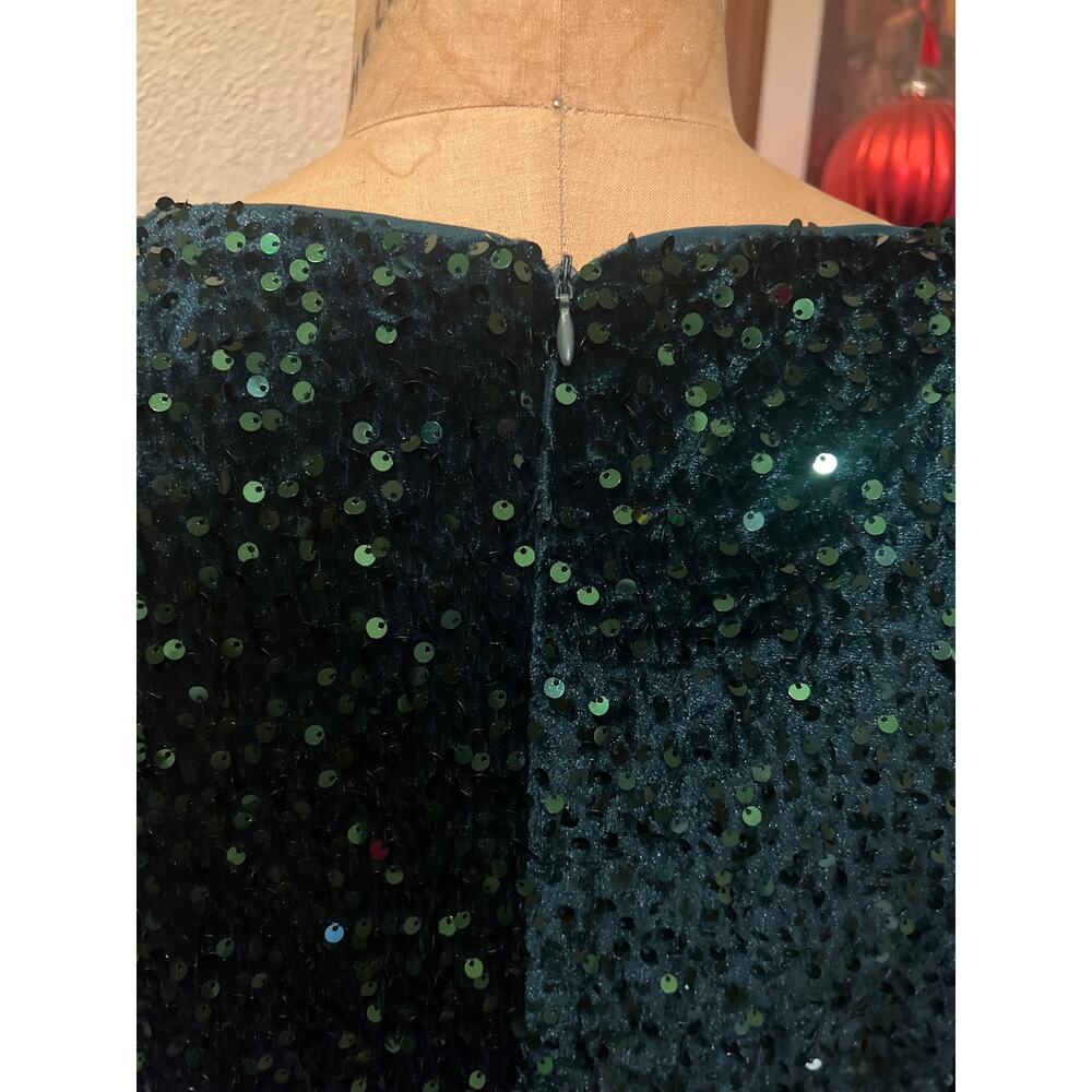 Sparkly Velvet Sequin Long Sleeve V-Neck Ruched Gown Dress NWT Size 4XL - Picture 12 of 12